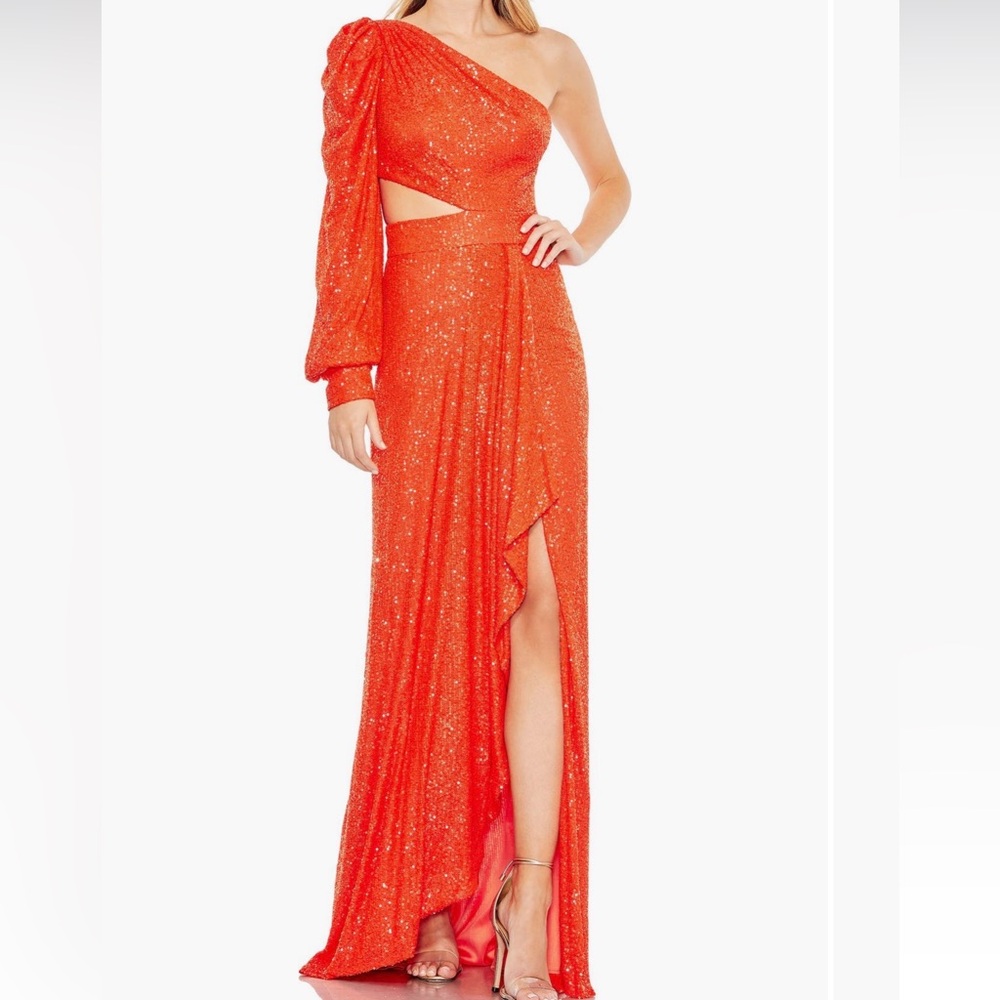 Mac Duggal One Shoulder Orange Dress